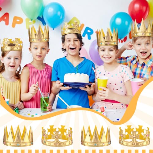 Yaomiao 22 pack DIY Crowns Set Include 12 Pcs Foam Princess Crowns and 10 Pcs Diamond Sticker for Kids - color: Gold, style: Classic