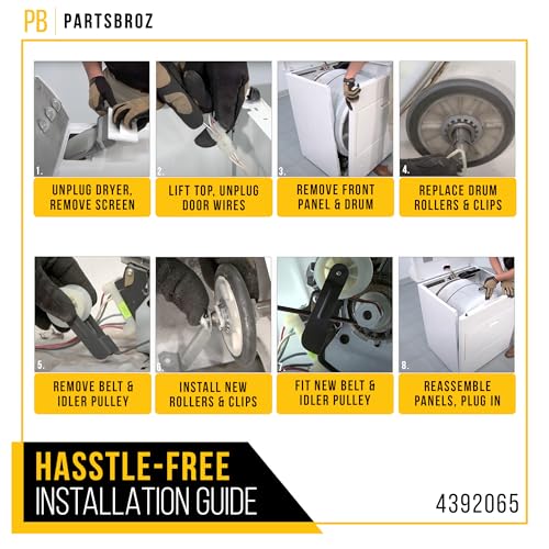 4392065 Dryer Repair Kit with Belt for Whirlpool Kenmore Roper PS373087 - style: 4392065 Dryer Repair Kit
