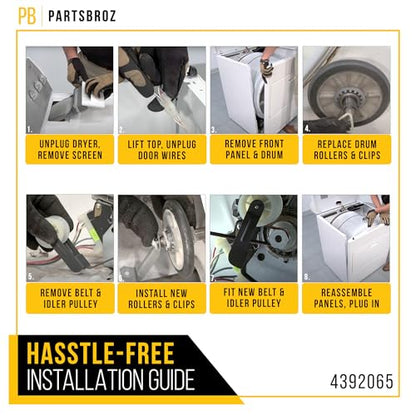 4392065 Dryer Repair Kit with Belt for Whirlpool Kenmore Roper PS373087 - style: 4392065 Dryer Repair Kit