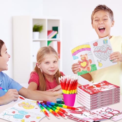 BenLouis 24 Pcs Valentine's Day Mini Coloring Books for Kids Party Favors - style: Valentines Day