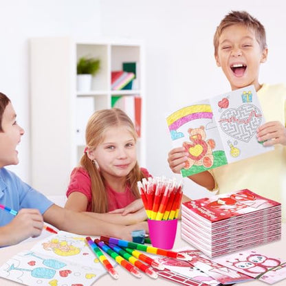 BenLouis 24 Pcs Valentine's Day Mini Coloring Books for Kids Party Favors - style: Valentines Day