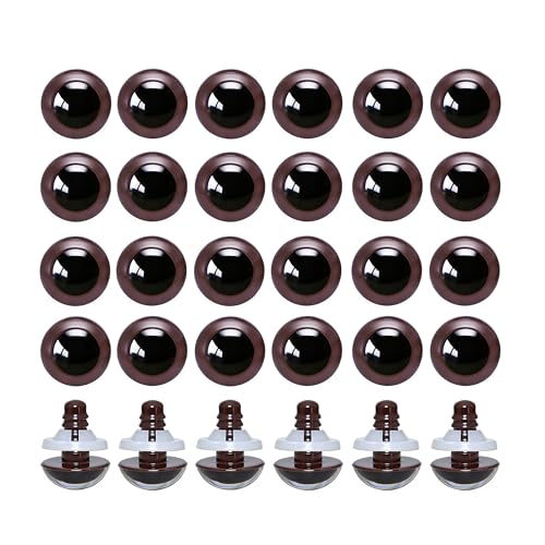 BESTCYC 100pcs 12mm Brown Plastic Safety Eyes Craft Eyes with Washers for Amigurumi Dolls Plush Animals DIY Craft Lovers Doll Makers Crochet Craft Supplies - color: Brown, size: 12mm