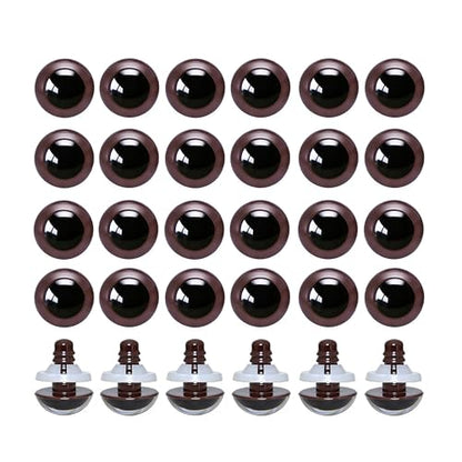 BESTCYC 100pcs 12mm Brown Plastic Safety Eyes Craft Eyes with Washers for Amigurumi Dolls Plush Animals DIY Craft Lovers Doll Makers Crochet Craft Supplies - color: Brown, size: 12mm