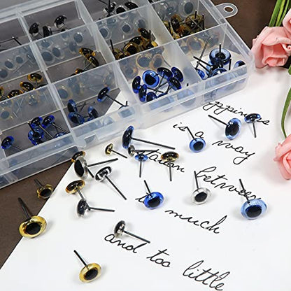 TOAOB 150pcs Glass Eyes Kits 6 to 12mm 3 Colors Craft Eyes for Needle Felting Bears Dolls Decoys Sewing