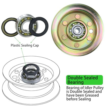 2 Pack 532177968 Idler Pulley for Craftsman Husqvarna Z254 Deck - color: A08 2x532177968