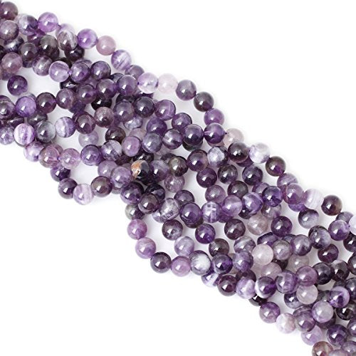 45PCS 8mm Natural Dog Teeth Amethyst Gemstone Round Loose Beads Crystal Energy Stone Healing Power for Jewelry Making 1 Strand 15" - color: Dog Teeth Amethyst, size: 8mm