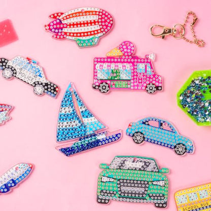 Labeol Diamond Art Kits for Kids with 5D Diamond Creat Your Own GEM Keychains Arts and Crafts for Kids Ages 8-12 Christmas Stocking Birthday Gifts for Kids 6+ - style: Car