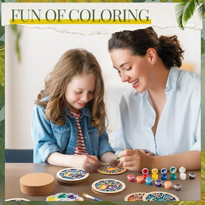 Reallnaive Wood Coasters Painting Kit DIY Craft, 12 Pcs, Sea Animal - style: Sea Animal