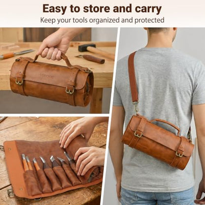 Tekchic Wood Carving Kit Deluxe-Whittling Knife, Wood Carving Knife Set - color: Brown