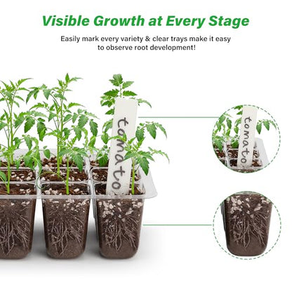 Bonviee 5-Pack Seed Starter Trays, Humidity Dome, Base, 12-Cell Tray, Clear - color: Clear, size: 5 Packs