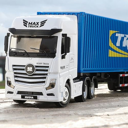 Container Truck Dump Trailer Truck Vehicles Toys,1:50 Scale Dump Trucks with Trailer, Toy Trucks for Kids - color: Trailer Truck Blue