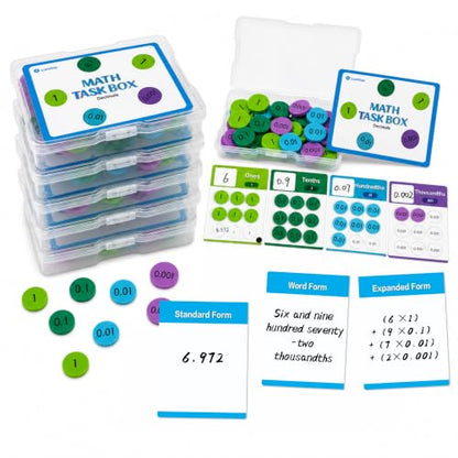 Math Task Box Set Place Value Decimals, 5 Boxes