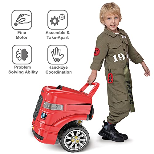 iPlay, iLearn Large Truck Engine Toy, Kids Mechanic Car for Toddler Age 3-5