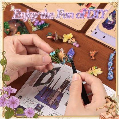 CUTEBEE DIY Miniature House Kit, 3D Wooden Puzzle for Adults, Book Nook Shelf Insert, Shakespeare Literary Gift, Enchanted Forest Miniature Theater Desktop Decor (A Midsummer Night's Dream)