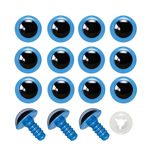 BESTCYC 100pcs 18mm Blue Plastic Safety Eyes Craft Eyes with Washers for Amigurumi Dolls Plush Animals DIY Craft Lovers Doll Makers Crochet Craft Supplies - color: Blue, size: 18mm