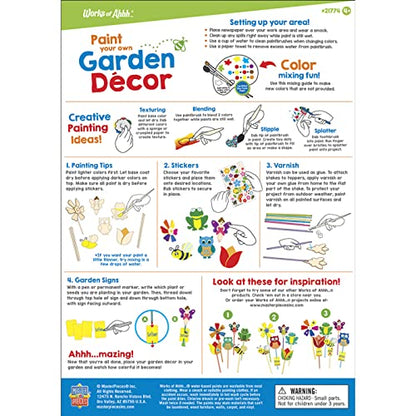 Works of Ahhh... Garden Decor Wood Paint Kit - Wood Craft Kit, Educational, Fun - Ages 4+ - style: Garden Décor