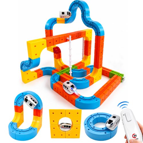 klick Rail Electric Train Set, Anti-Gravity Modular 3D Track Building Toys with Remote Control, Infinity Racer STEM Educational Toys Gift for Toddlers Kids Boys Girls Ages 2-8 - color: Red1