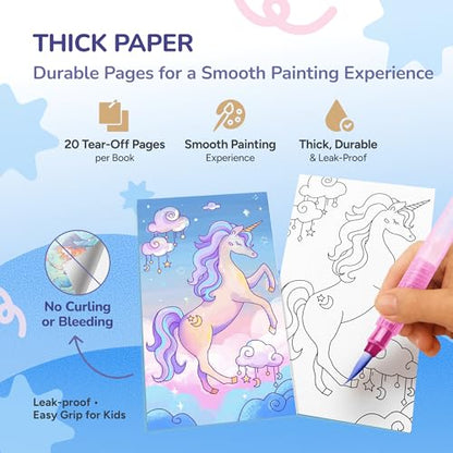 JoyCat 2 Pack Pocket Paint with Water Coloring Books for Kids - style: 2 Pack - Magical Pony & Ocean Princess