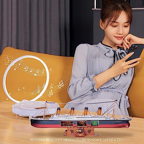 MU 3D Metal Puzzle for Adult Titanic Ship Model Building with LED Lighting, RMS Titanic Ocean Liner Metal Puzzle Model Kits Toys, Watercraft Home Desk Decor, 581pcs