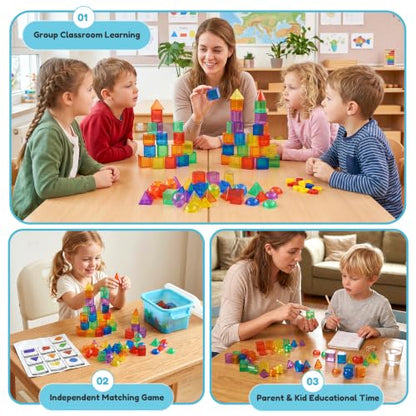 TOMMYHOME 3 Dimensions Shapes for Teaching - Table Math Manipulatives