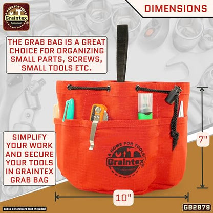 Graintex 18 Pockets Grab Bag Rip-stop Canvas Drawstring Closure, Small Part Organizer Pouch, Small Tools, Screws, Parts, Parachute Tool Bag for Efficient Storage - Red - color: Red