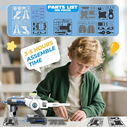 Robotic Mechanical Hand STEM Toy, DIY Engineering Kit for Kids 8+ (White) - color: White