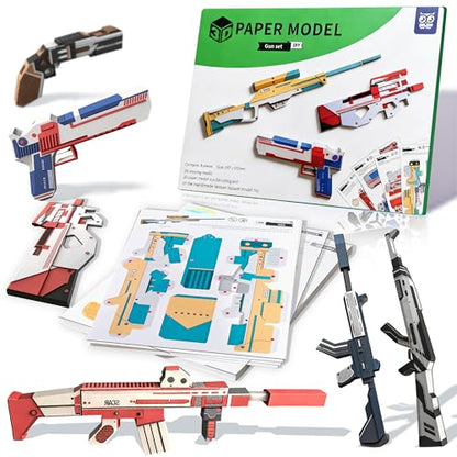 3D Paper Building Model, DIY Origami Kit for Kids Ages 8-12, Includes 8 Pre-cut, Easy-to-Assemble Weapon 3D Paper Building Models, Origami Kit for Kids Ages 8-12 - style: Weapon
