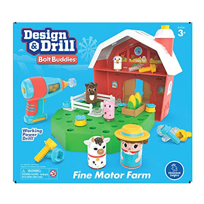 Educational Insights Design & Drill Bolt Buddies Barn - Construction Toys & Tools for Kids, Take Apart STEM Set with Real Electric Toy Drill, Pretend Play Building Kit, Gifts for Toddlers Ages 3+