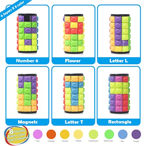 R.Y.TOYS Rotate and Slide Puzzle-Design Patent,Fidget Toys(Restore Order/Create Patterns) 8 Colors,6 Layers-Detach Piece for Quick Play,Brain Teaser,Sensory Toys,Birthday Gifts,Easter Basket Stuffers - color: 8 Colors X 6 Layers