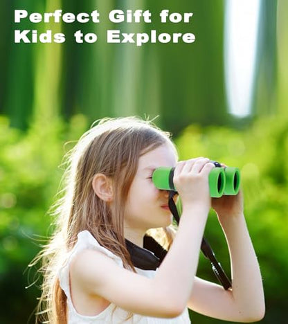 Binoculars for Kids, Toys for 3-12 Years Boys and Girls High-Resolution Optics Shockproof Mini Compact Toy Binoculars for Bird Watching, Hiking, Camping, Science, Detective - color: Green