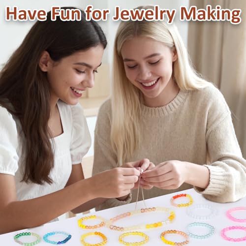 XSEINO About 1200PCS 6mm Glass Beads Warm Yellow Bracelet Making Kit - color: Orange Yellow Series