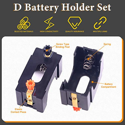 10 Pcs Series or Parallel D Battery Holder Set, Plastic D-Cell Battery Holder, Physical Science Battery Holder, Labs Basic Beginner Circuit Kit - style: Parallel D Battery Holder