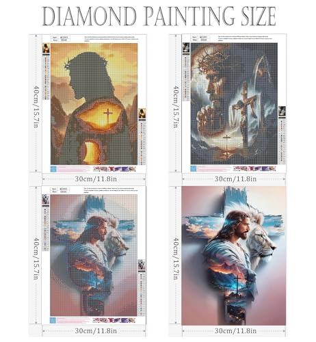 Axquilon 3 Pack Jesus Diamond Art Kits for Adults 12x16 inch - color: 3-Pack Jesus