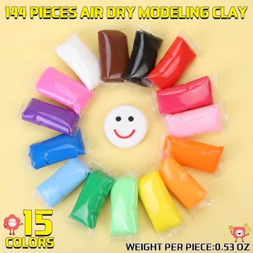 VioraWhite 144 Pcs Air Dry Clay Bulk 76 oz DIY Modeling Clay Kit - color: Multicolor