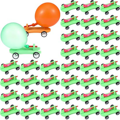 Shappy 36 Sets Car Balloon Powered Racers Balloon Launcher & Powered Car Set Fun Party Gifts Fun Educational Assembly Kit Birthday Party Prizes Presents Easy Science Experiment (Green and Orange) - color: Green and Orange
