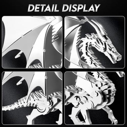 FILASLFT 3D Metal Puzzles for Adults,Mechanical Model Fire Breathing Dragon - color: A2-fire Breathing Dragon-silvery