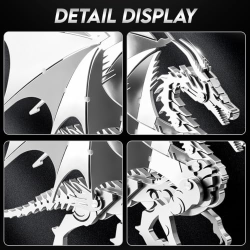 FILASLFT 3D Metal Puzzles for Adults,Mechanical Model Fire Breathing Dragon - color: A2-fire Breathing Dragon-silvery