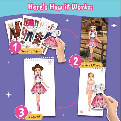 BSCOOL Cowgirl Sticker Book – Fashion Activity Book for Girls - color: Sticker Dress Up Cowgirl