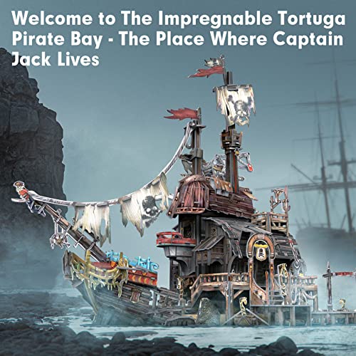 CubicFun Tortuga Pirate Bay 3D Shipwreck Puzzle Model Kit, 218 Pieces - style: Tortuga Pirate Bay