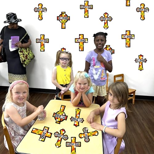 Renbuzhu 36PCS Fathers Day Crafts Bulk: Father's Religious Paper Suncatchers, Christian Sunday School Classroom Activity DIY Kits Gifts Decorations, Window Stained Glass Effect Art Supplies - style: fathers day