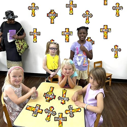 Renbuzhu 36PCS Fathers Day Crafts Bulk: Father's Religious Paper Suncatchers, Christian Sunday School Classroom Activity DIY Kits Gifts Decorations, Window Stained Glass Effect Art Supplies - style: fathers day