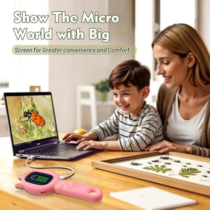 Kids Microscope, 500X Handheld Microscope for Kids, Pink - color: Pink