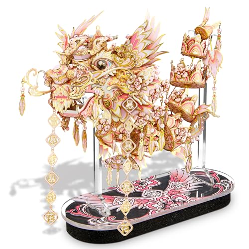 Piececool 3D Metal Puzzles for Adults, Chinese Lucky Dragon DIY Model Building Kits Challenging Brain Teaser 3D Puzzles DIY Assembling Crafts Best Gfits Home Decor