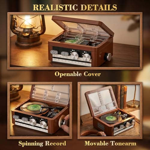 NEWABWN Record Player Building Set Compatible with Lego Spinning Vinyl - style: D