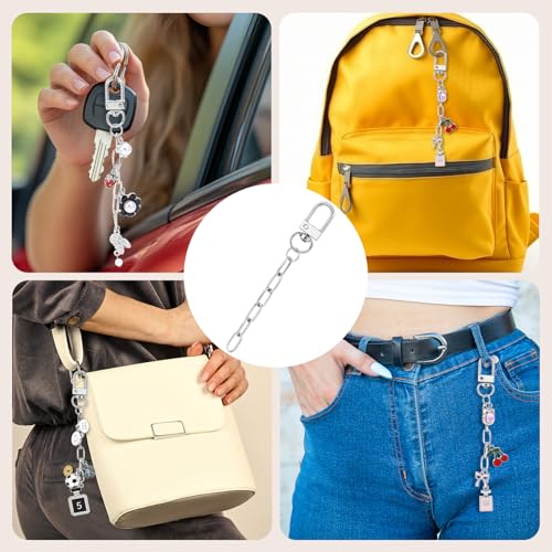 Hzopcw 6pcs Keychain Making Kits for Bag Charm, Silver - color: A-6pcs-Silver