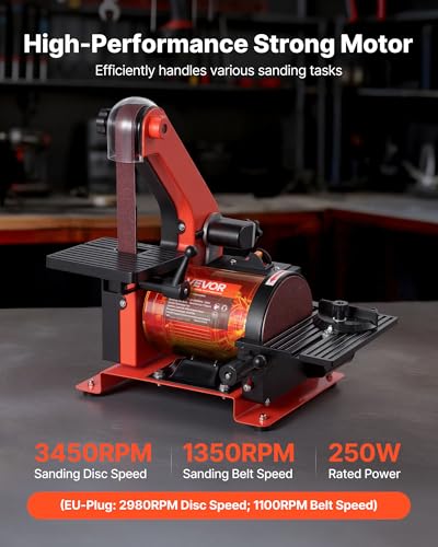 VEVOR 5" Disc Sander & 1" x 30" Belt Sander, 250W Benchtop Belt Disc Sanders Combo with 0-45° Adjustable Worktable & Dust Collection Ports for Woodworking, Furniture Refinishing, DIY Crafting - size: 5" Disc & 1" x 30" Belt Sander Combo