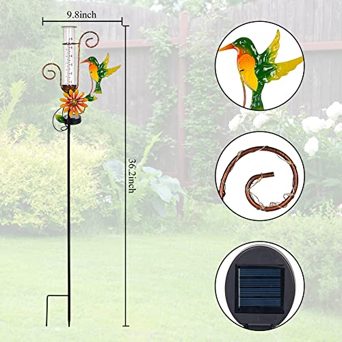 Stargarden Hummingbird Rain Gauge Outdoor,Metal Solar Rain Gauge - color: Hummingbird-B