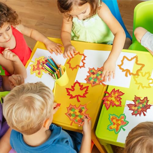 Kepeel Fall Suncatcher Craft Kit, 42 Packs Leaf Tissue Paper Crafts
