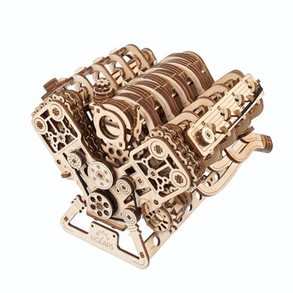 UGEARS V8 Engine Wooden Model Kits for Adults to Build – 3D Wooden Puzzles for Adults Mechanical Model Building – DIY Kit Functional Model Engine Kits Replica with Electric Motor - 776 Pcs