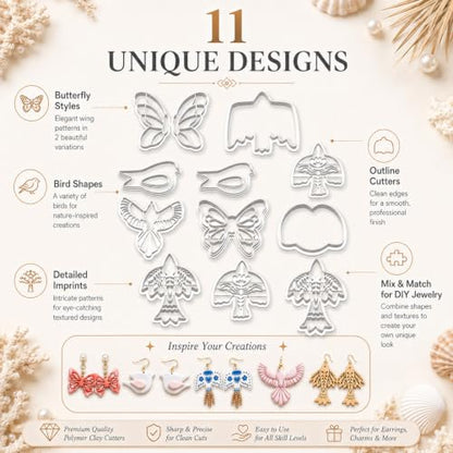 11PCS Butterfly & Bird Polymer Clay Cutters Set - color: Butterfly-16pcs